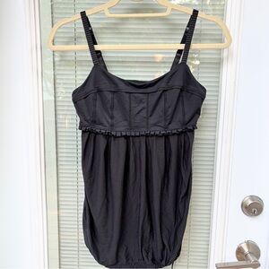 Lululemon Dance Studio Tank Top Black Sz 6 Drawstring Hem for Flat/Gathered Look